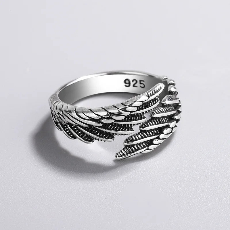 925 Sterling Silver Angel Wing Ring