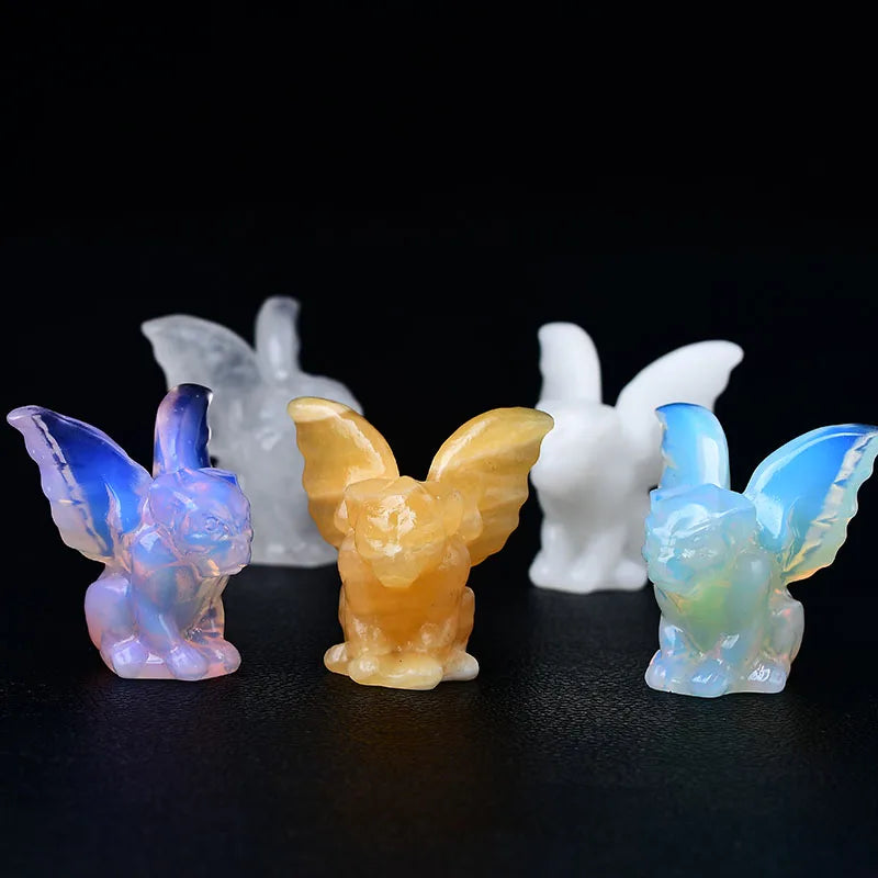 Natural Stone Crystal Gargoyle Figurine