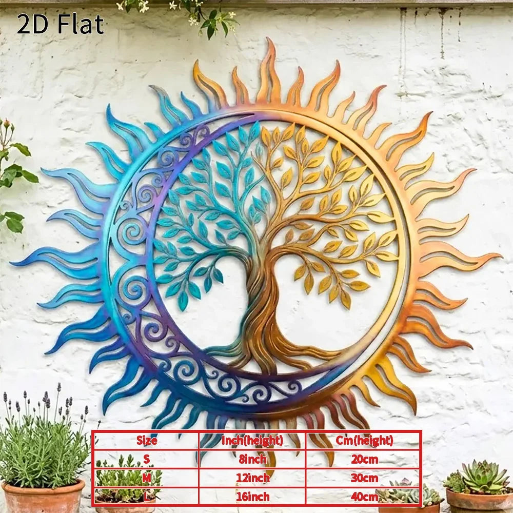 Tree of Life Sun & Moon Metal Wall Art