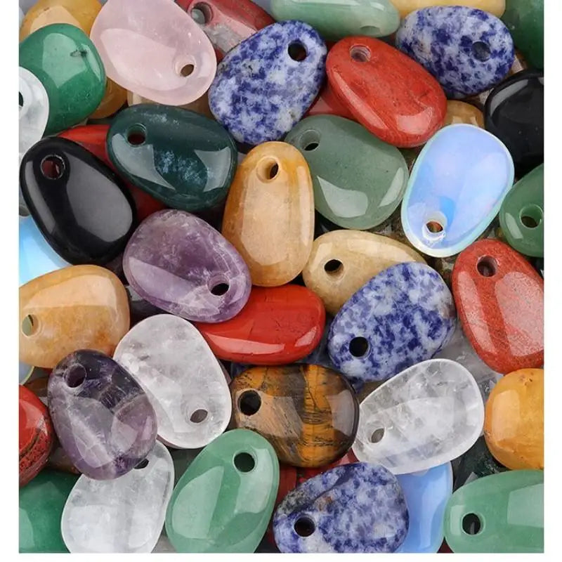 Natural Crystal Oval Pendant Charm | 25x35mm Stone Charm for DIY Jewelry Making