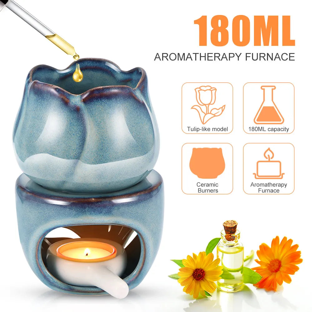 Aromatherapy Tulip Shaped Ceramic Incense Burner