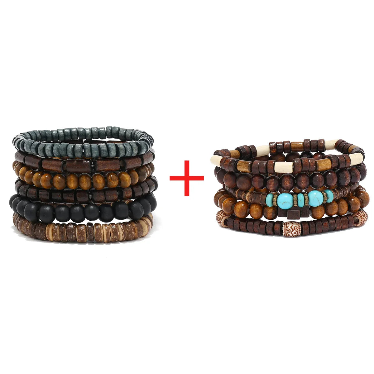 Vintage Multi-Layer Wooden Bead Bracelet | Boho Stacking Bracelet
