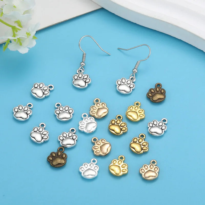 Bear Paw Charms – 20pcs Zinc Alloy Pendants for DIY Jewelry Making