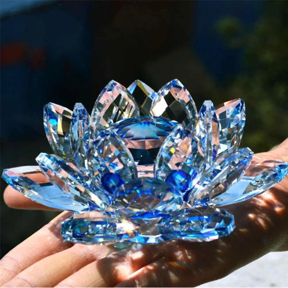 Crystal Lotus Flower Figurine — Healing Energy Home Decor & Gift