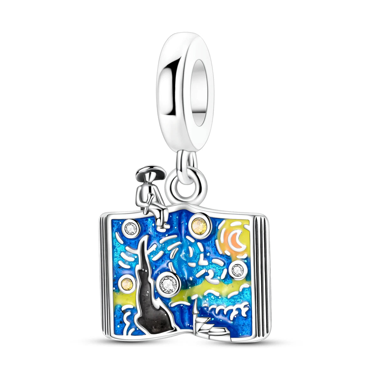 Moon, Cat & Fantasy CZ Charms – Silver Plated Bracelet & Keychain Pendants