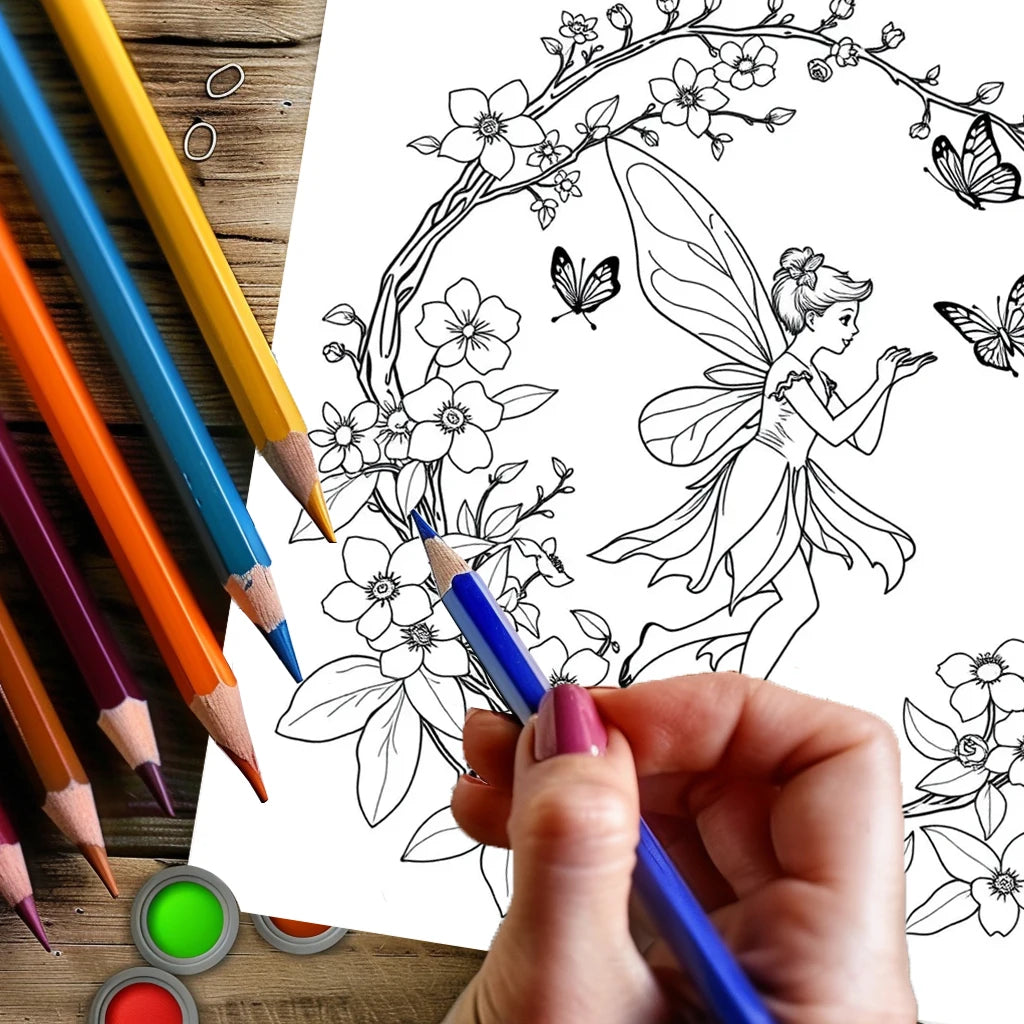 Fairy Garden Adult Coloring Book | 28 Pages of Enchanted Botanical Art