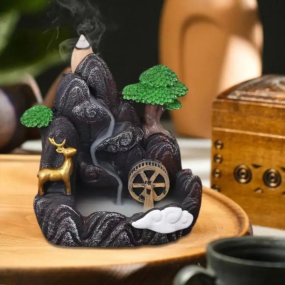 Waterfall Backflow Incense Burner – Resin Incense Holder for Home & Office