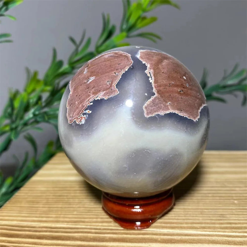 Natural Agate Crystal Sphere with Stand | Hand-Selected · Unique Flash Stone