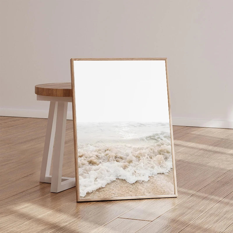 Boho Pampas Grass & Coastal Landscape Canvas Print | Minimalist Wall Art Poster