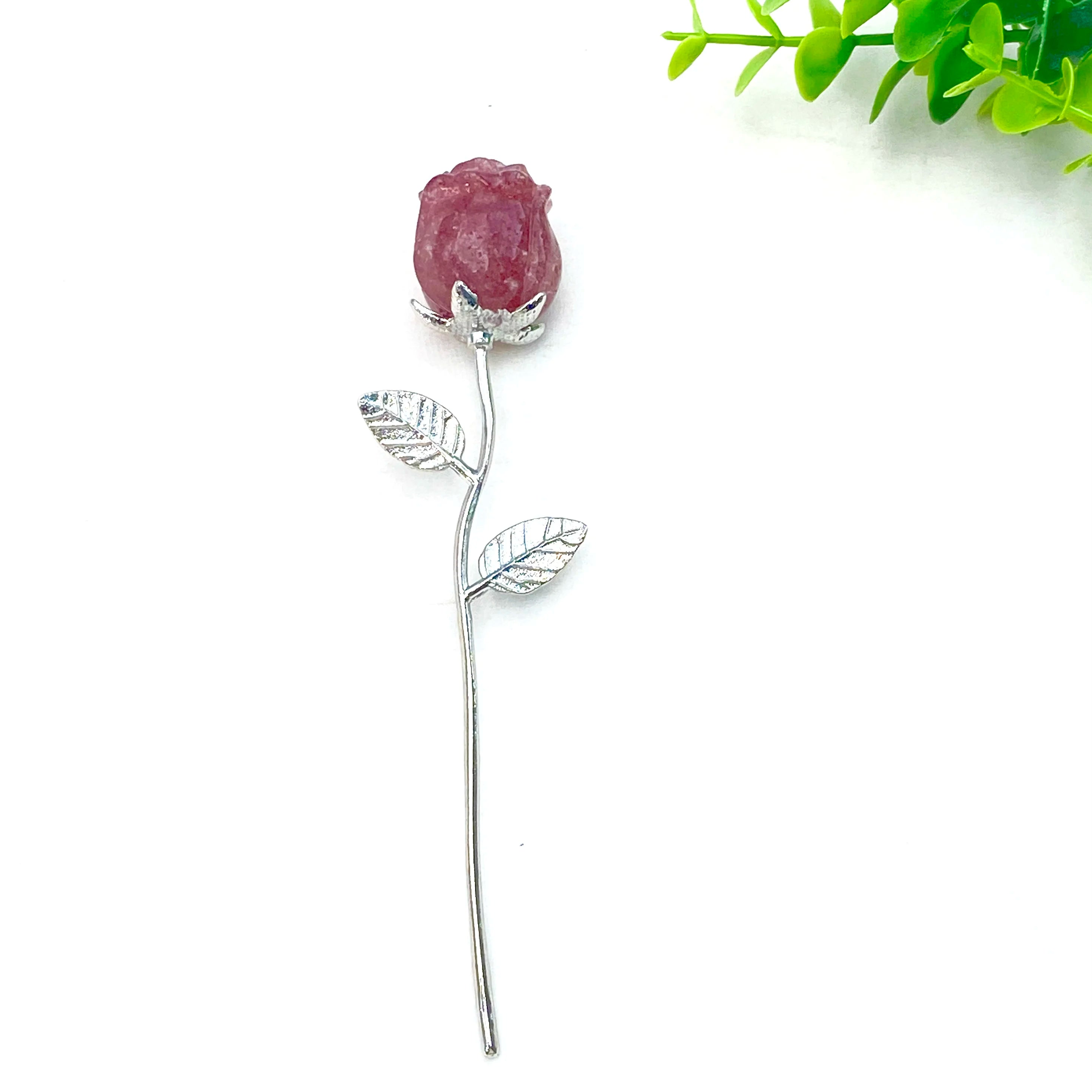 Crystal Carved Rose Flower — Natural Gemstone Rose Gift