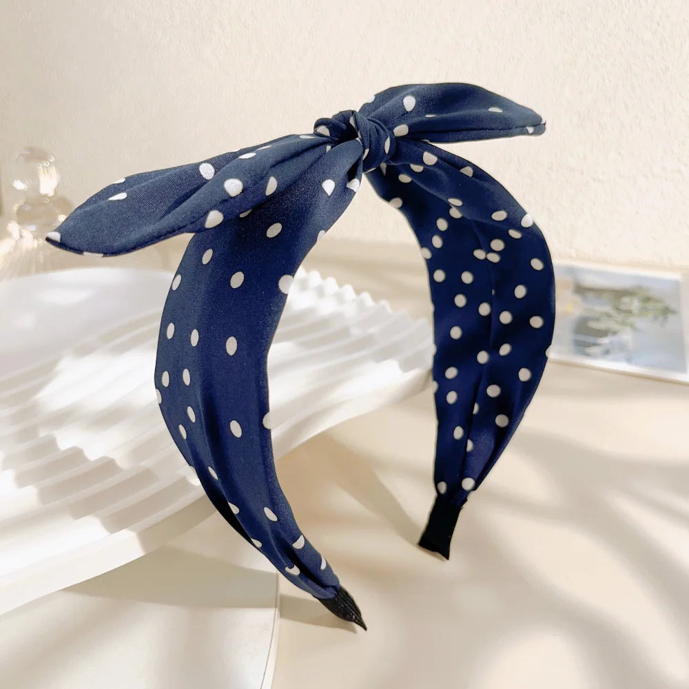 Boho Dots Wide Headband | Soft Turban Bowknot Hair Band for Women in 6 Colors