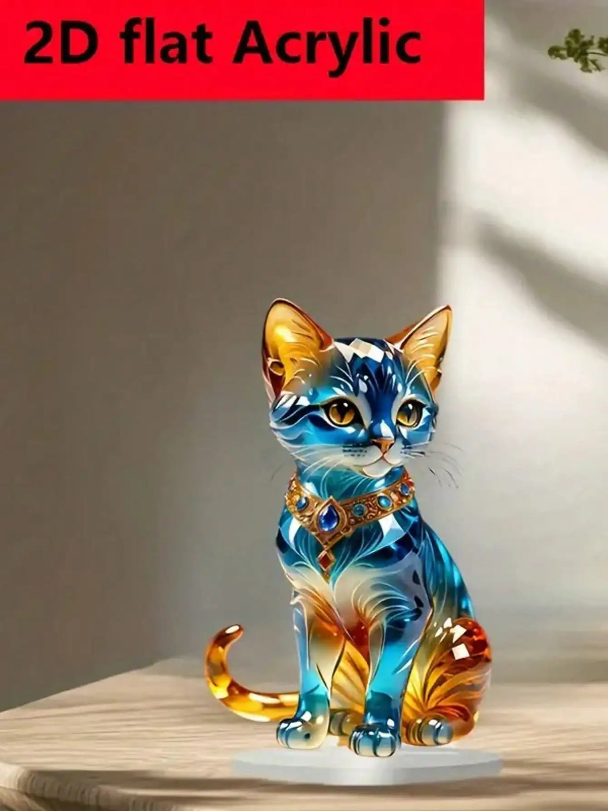 Crystal Cat 2D Art Figure – Art Deco Home Decor