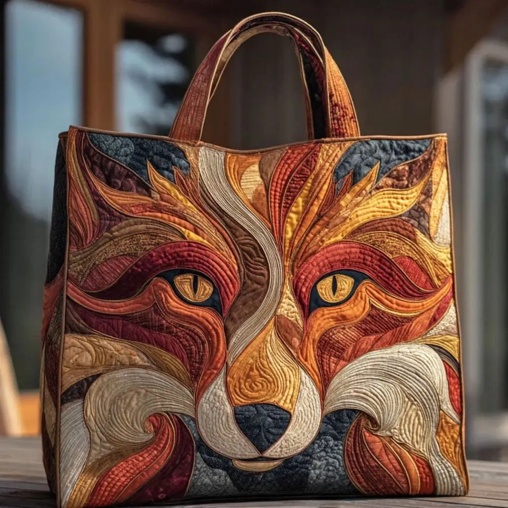 Quilted-Look Canvas Tote Bag | Floral & Animal Designs