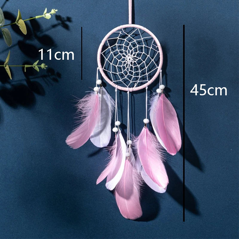 Indian Dream Catcher Wall Hanging | Feather & Bead Boho Wall Decor