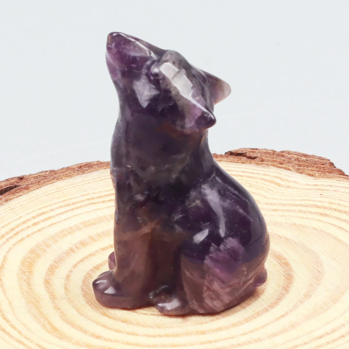 Carved Wolf Crystal Energy Stones