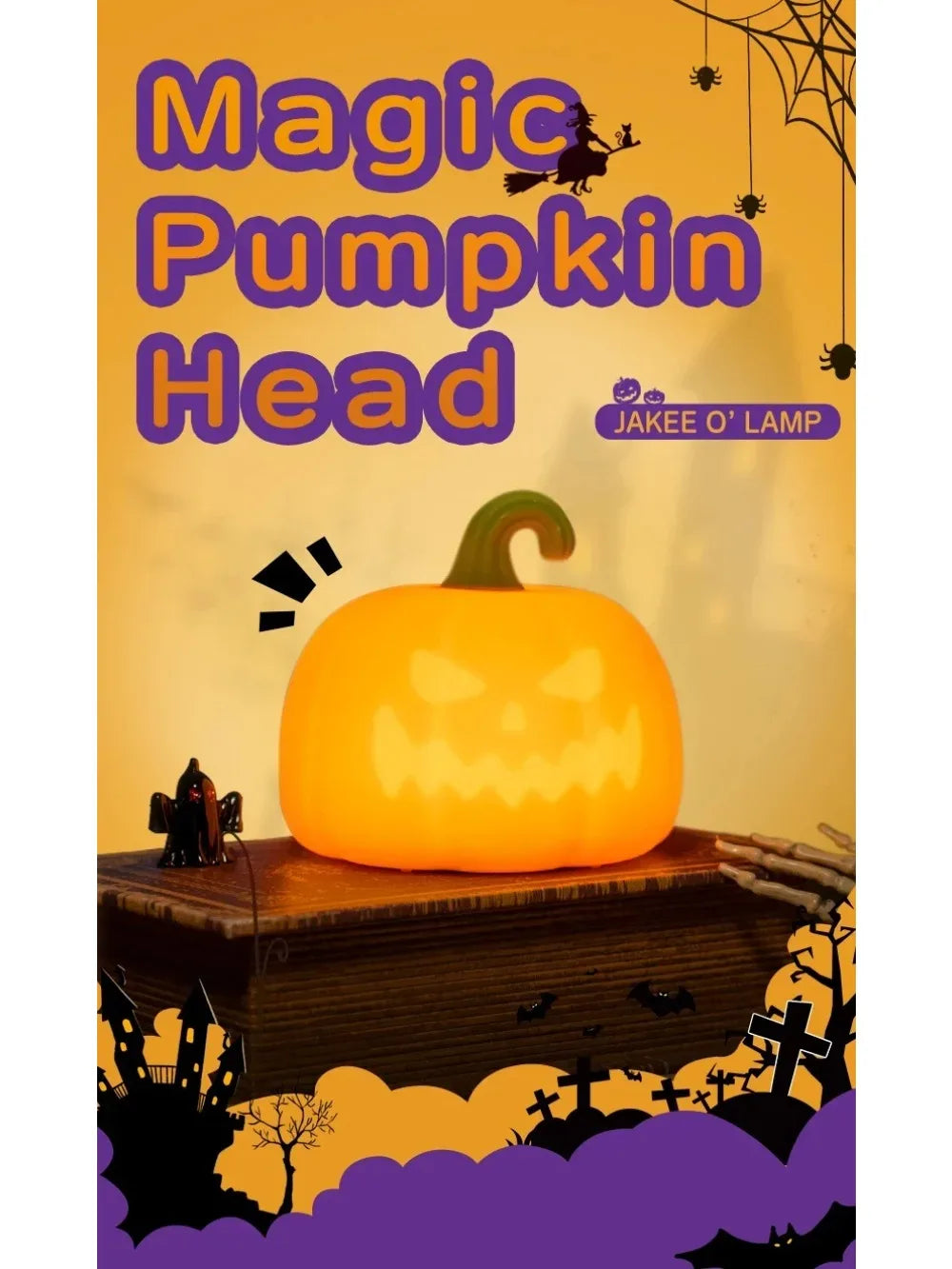 Pumpkin Night Light | Warm Glow & Spooky Personality