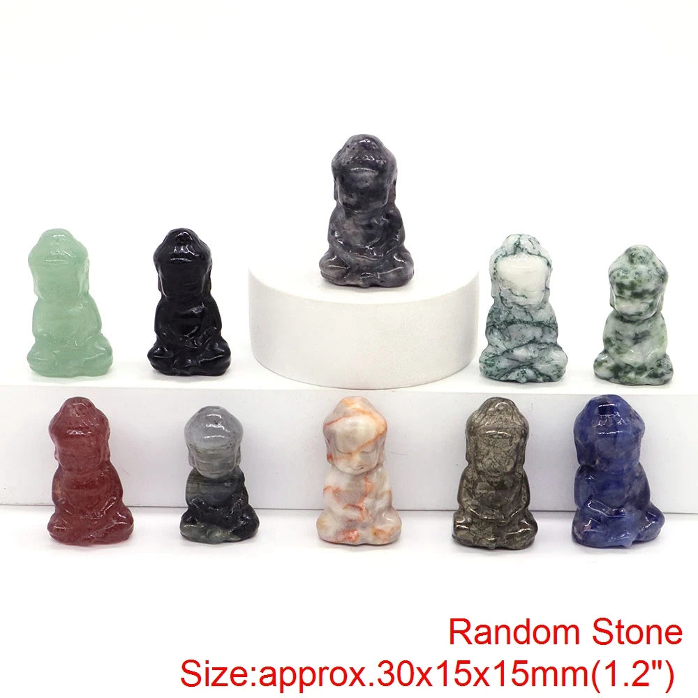 10PCS 1.2" Wolf Fish Cat Dog Bear Buddha Cartoon Crow Skull Natural Random Crystals and Stones Figurine Craft Decor Wholesale