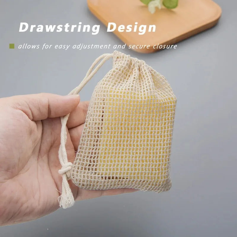 Eco-Friendly Handmade Natural Cotton Mesh Soap Pouch