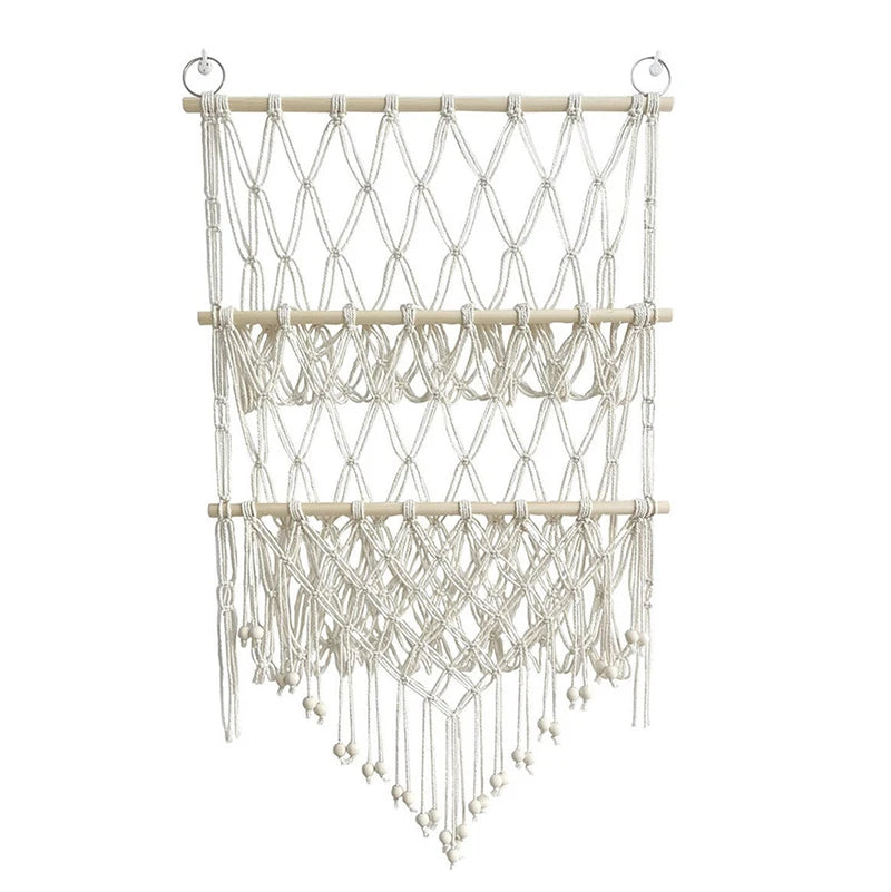 Boho Handwoven Storage Hammock | Wall-Mounted Stuffed Animal & Toy Organizer