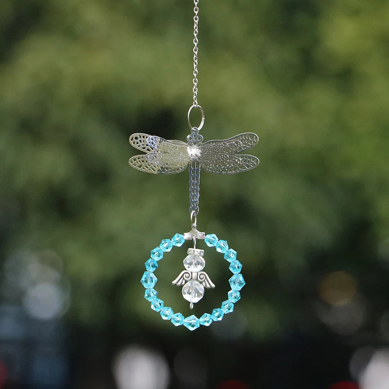 Dragonfly Crystal Suncatcher Pendant - Multicolored
