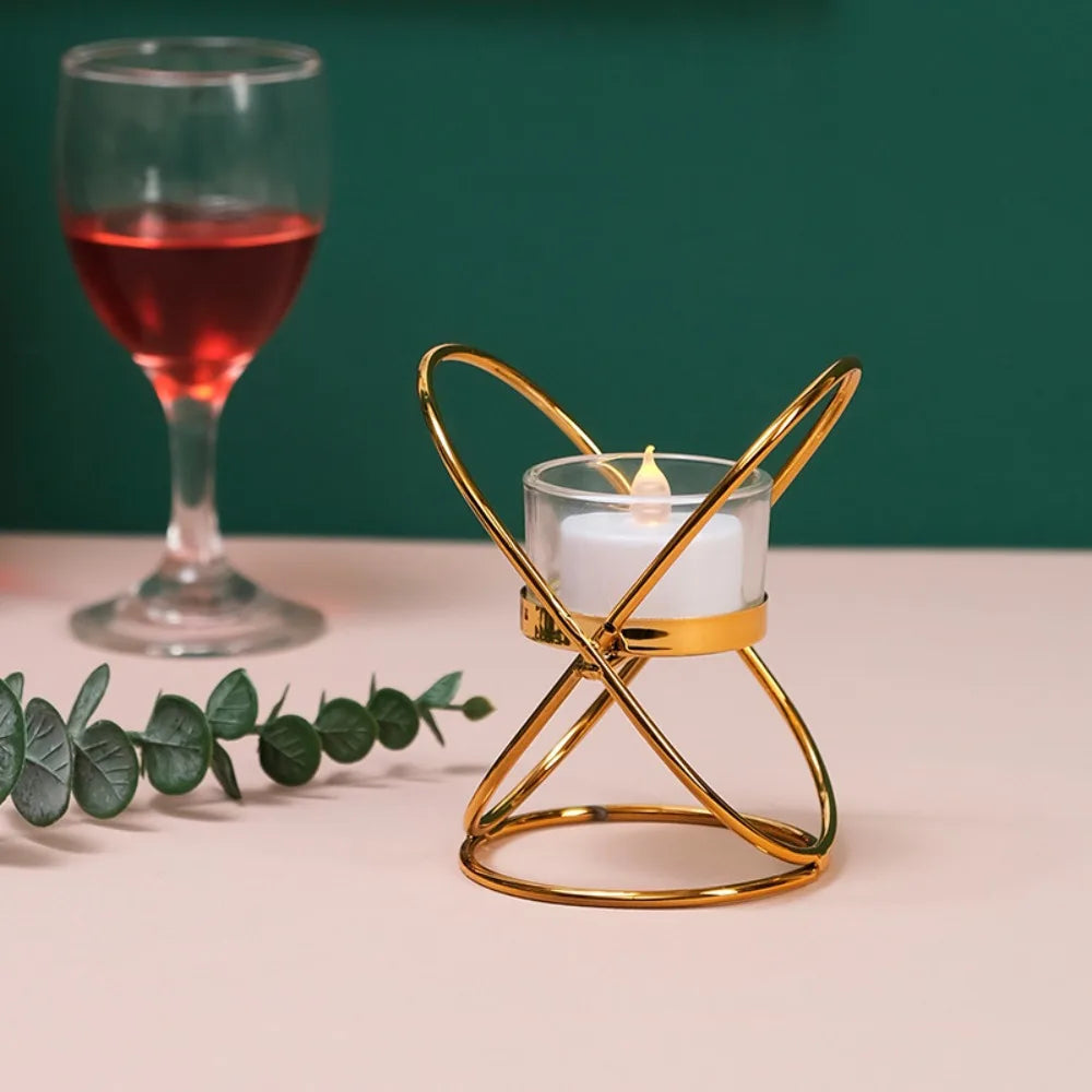 Gold-Tone Lotus-Inspired Candle Holder