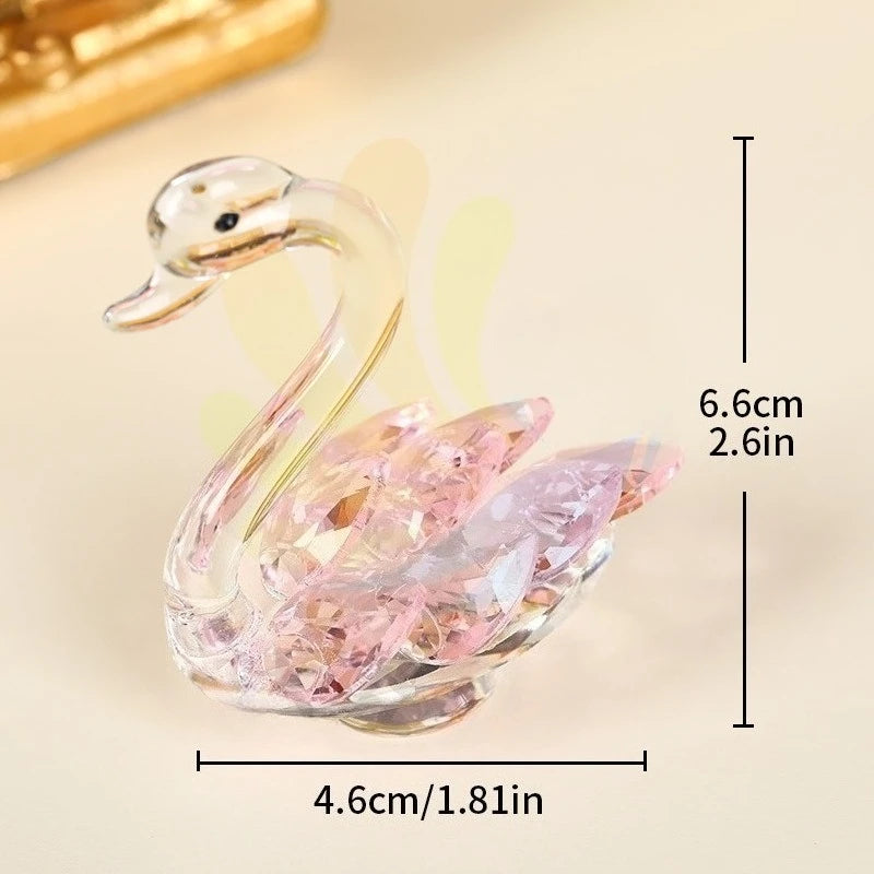 Crystal Glass Swan Ornament — Handcrafted Home Decor & Gift