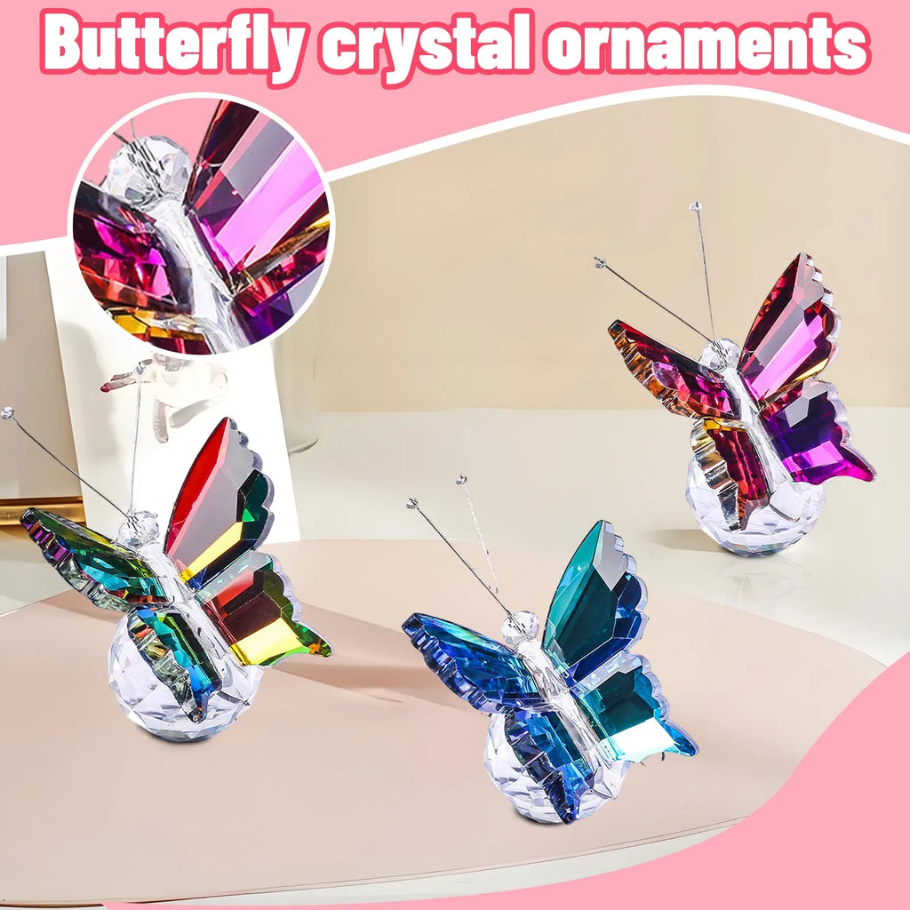 Crystal Cut Butterfly Ornament — Glass Figurine Desk & Home Décor