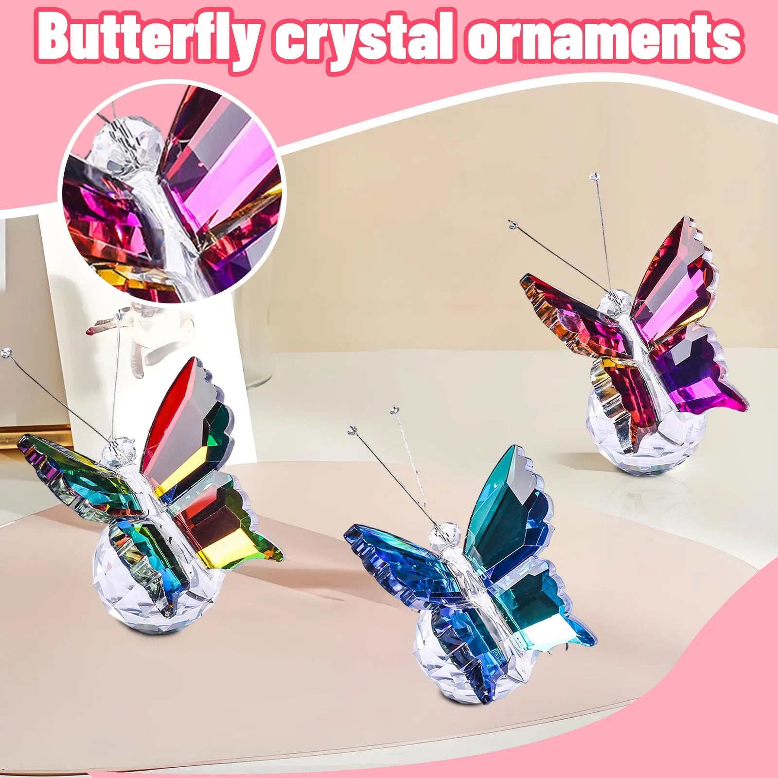 Crystal Cut Butterfly Ornament — Glass Figurine Desk & Home Décor