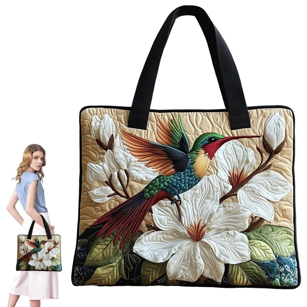 Vintage Quilted Canvas Tote Bag | 3D Art Prints for Nature & Animal Lovers