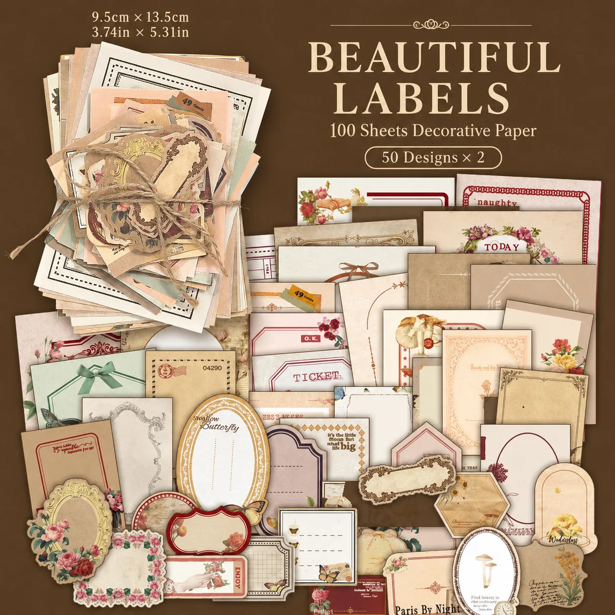 Vintage Scrapbook Paper Kit | 100pc Retro Junk Journal Supplies