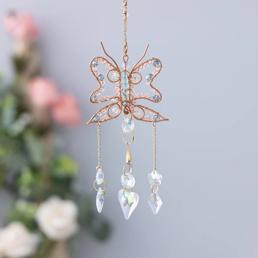 Handcrafted Crystal Wire Suncatcher — Celestial & Nature Prism Pendant