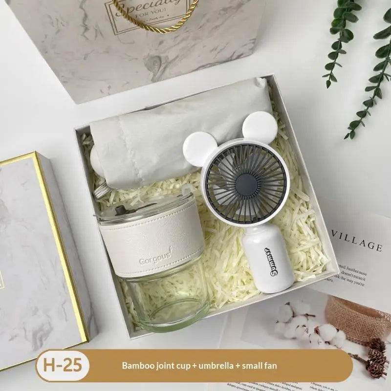 3-in-1 Summer Gift Set | Bottle, Fan & Umbrella