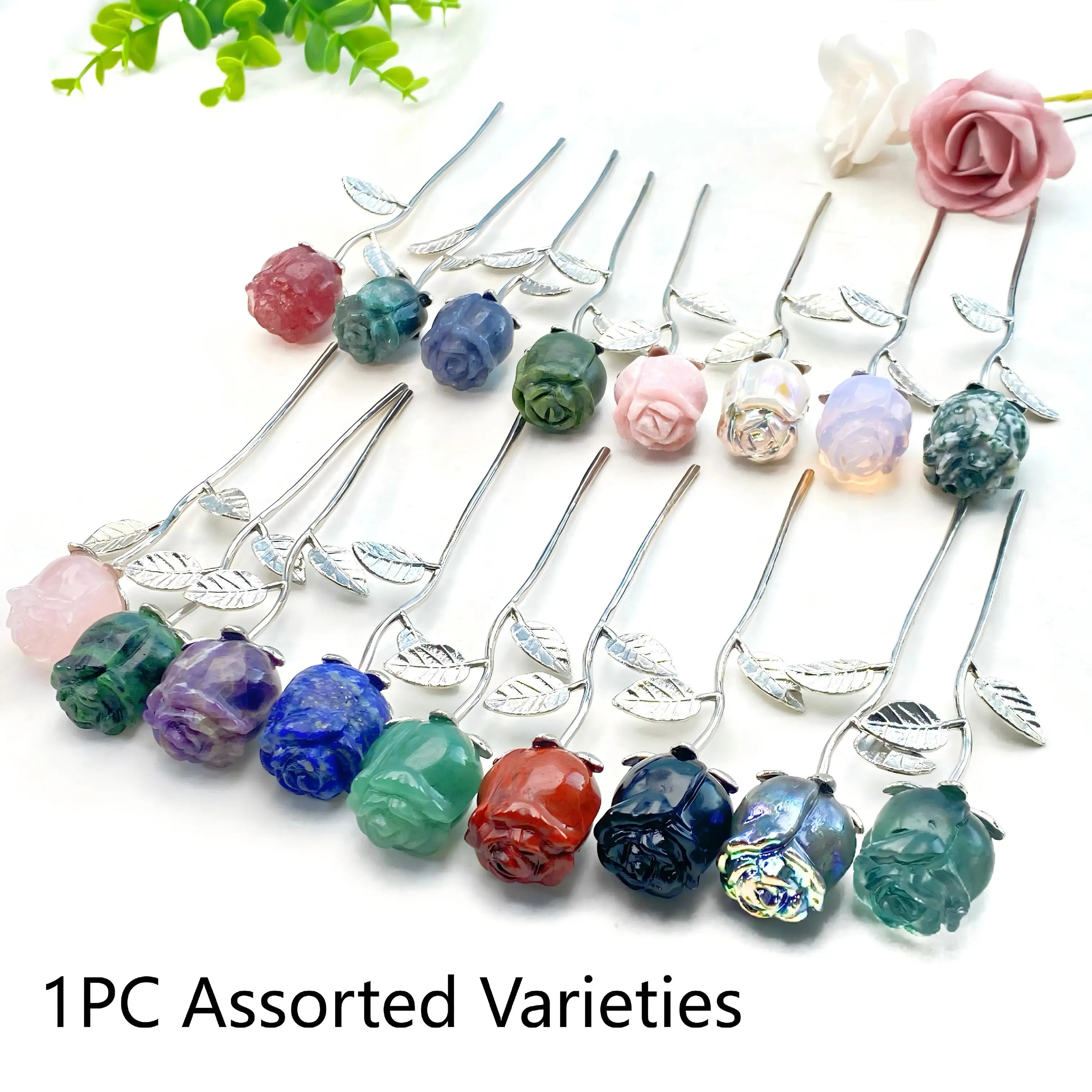 Crystal Carved Rose Flower — Natural Gemstone Rose Gift