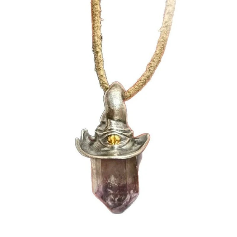 Amethyst Witch Hat Crystal Pendant