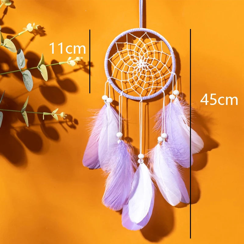 Indian Dream Catcher Wall Hanging | Feather & Bead Boho Wall Decor
