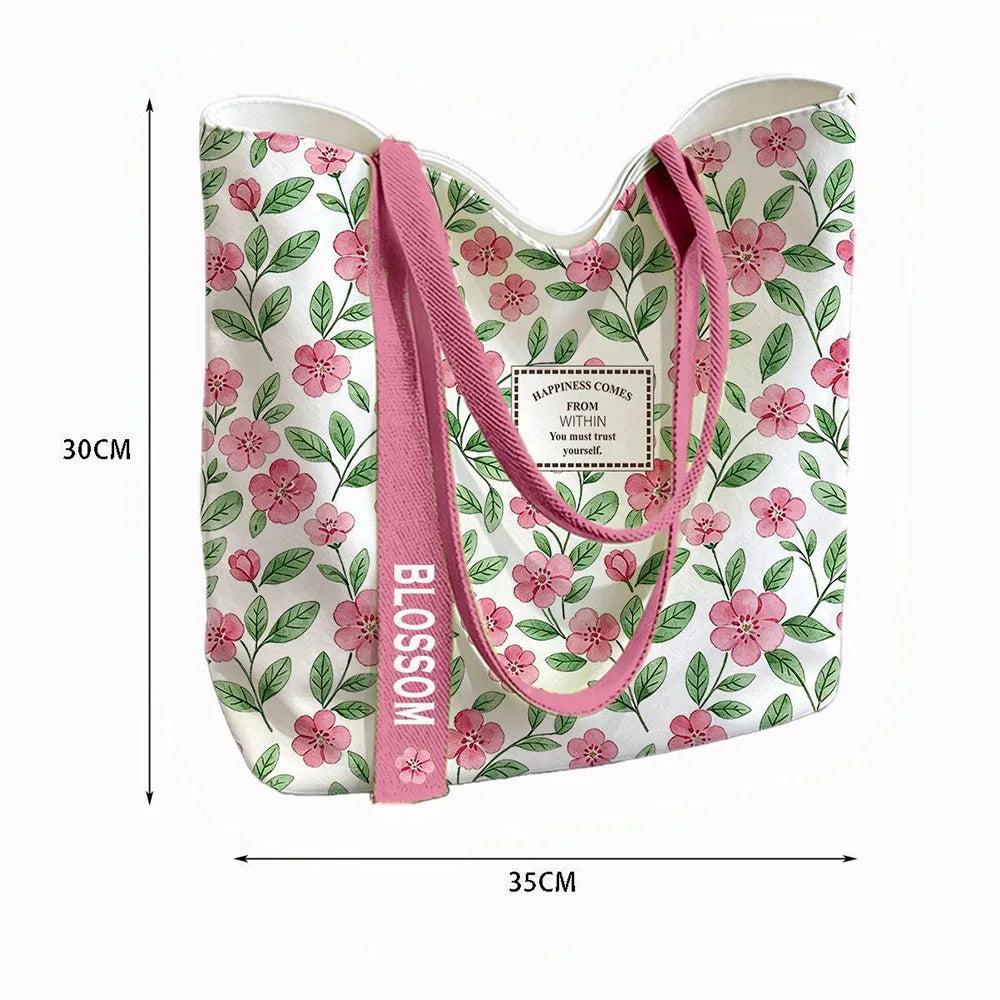 Floral & Lemon Canvas Tote Bag | Small & Large