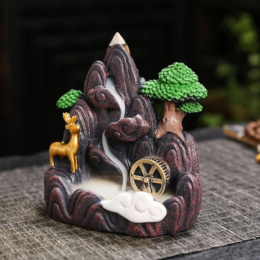 Waterfall Backflow Incense Burner – Resin Incense Holder for Home & Office