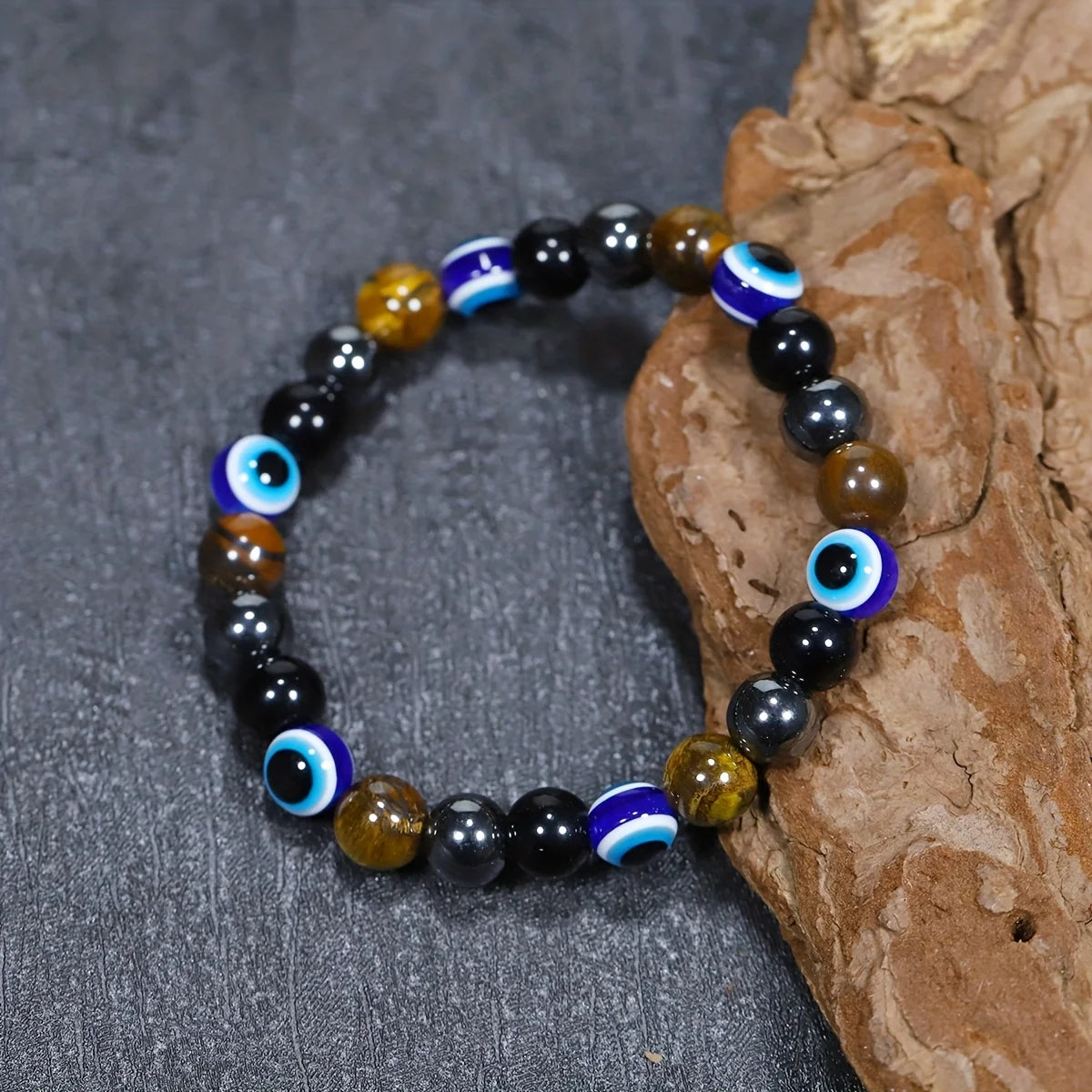 Money Intention & Blue Evil Eye Stretch Bracelet