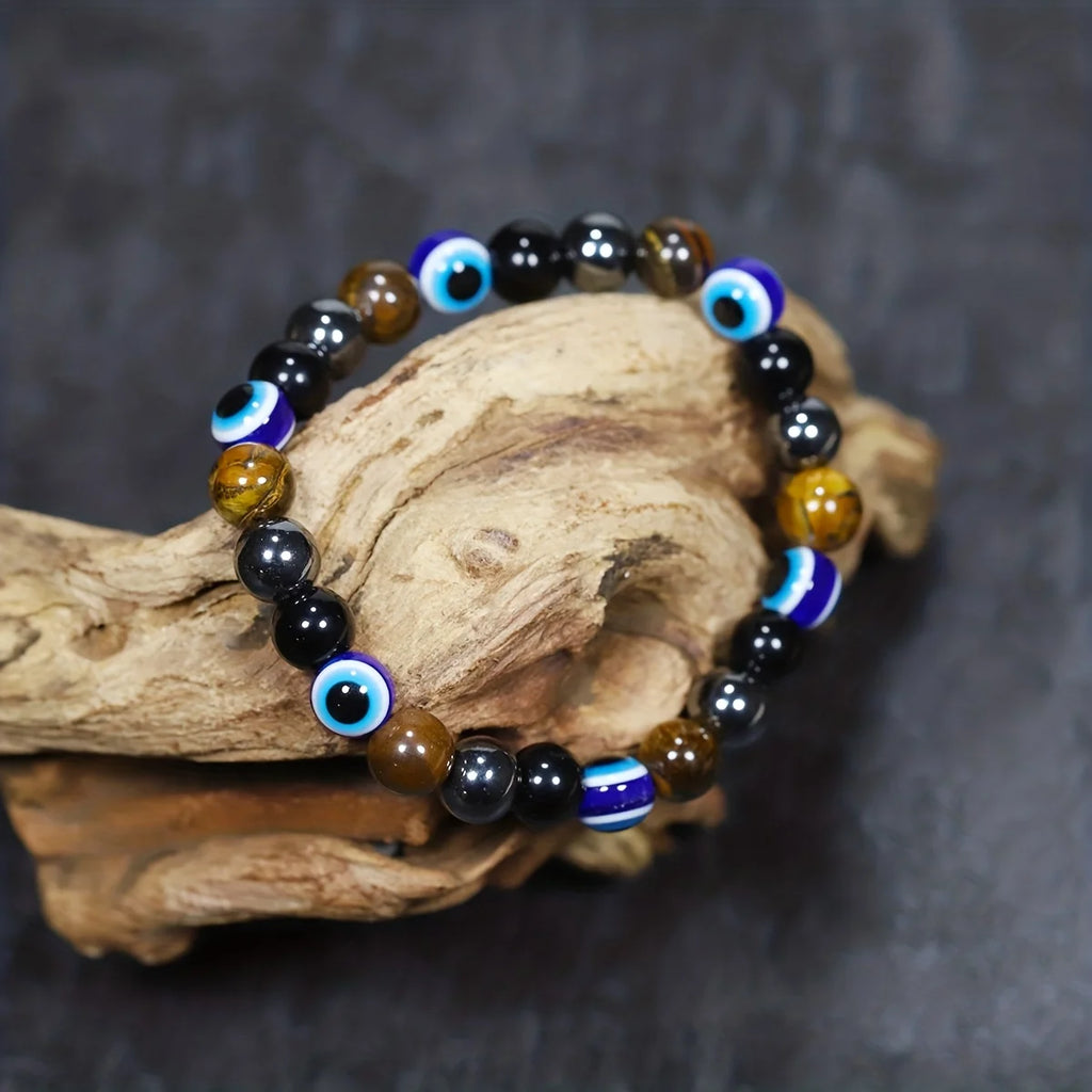 Money Intention & Blue Evil Eye Stretch Bracelet