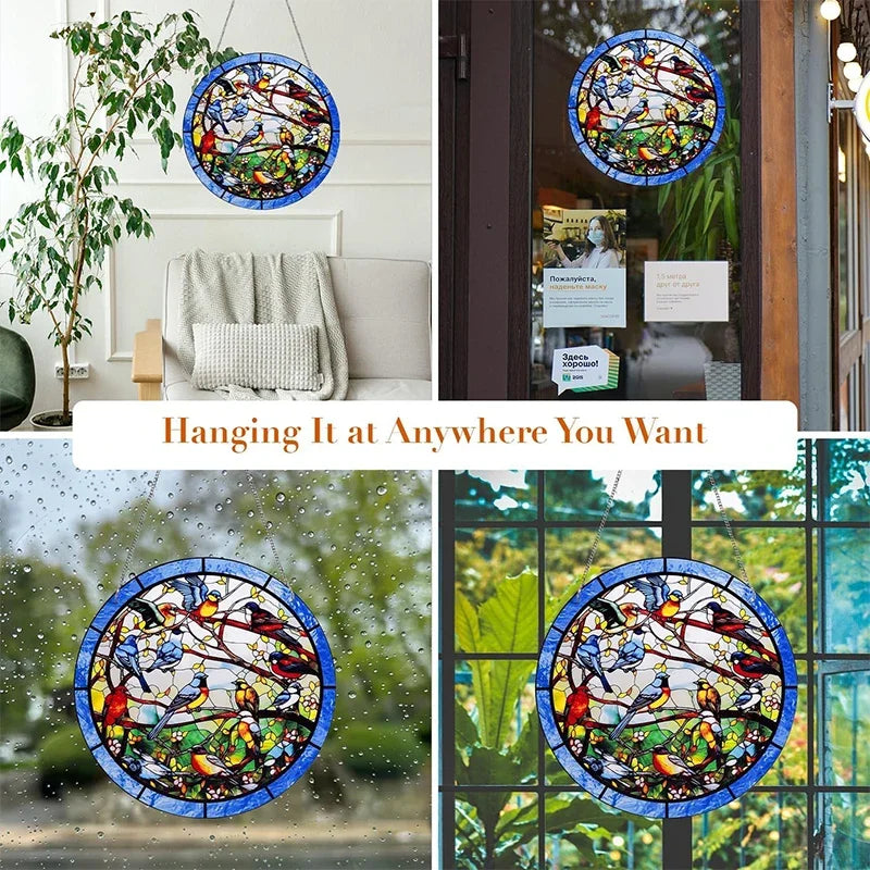 Stained Glass Acrylic Suncatcher | Round Window Hanging