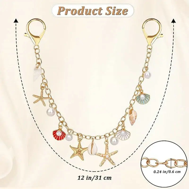 Ocean Shell Bag Charm Keychain | Pearl, Conch & Starfish Pendant