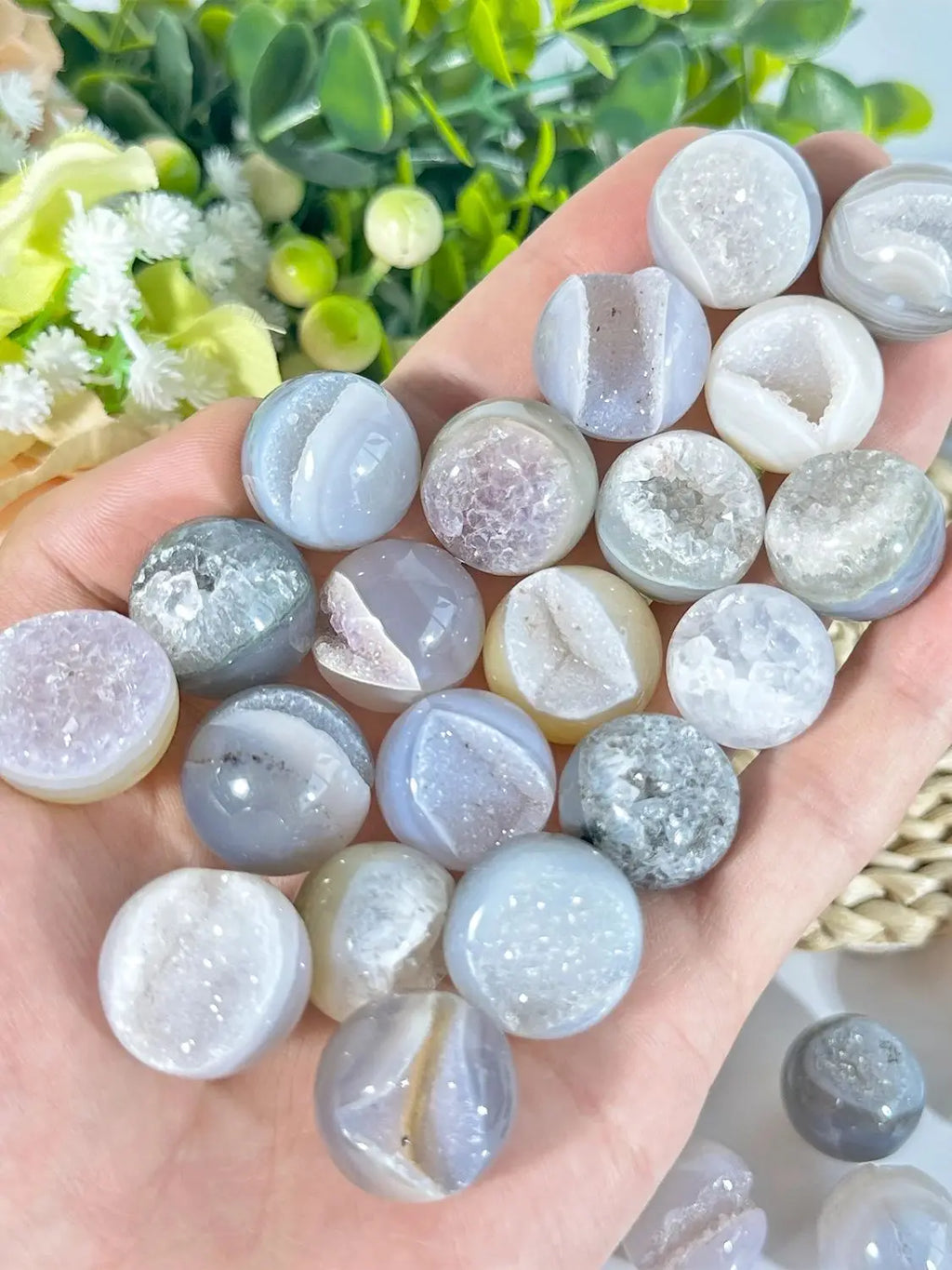 Natural Agate Geode Sphere | Earthy Crystal Ball for Healing & Décor