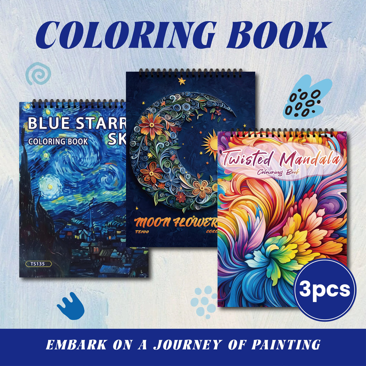 Healing Art Coloring Book Set – 3 Books, 90 Designs for Adults & Teens