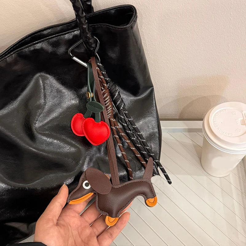 Cherry Leather Bag Charm Keychain | Cute Purse Accessory for Women