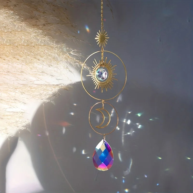 Crystal Ball Moon & Sun Suncatcher Pendant