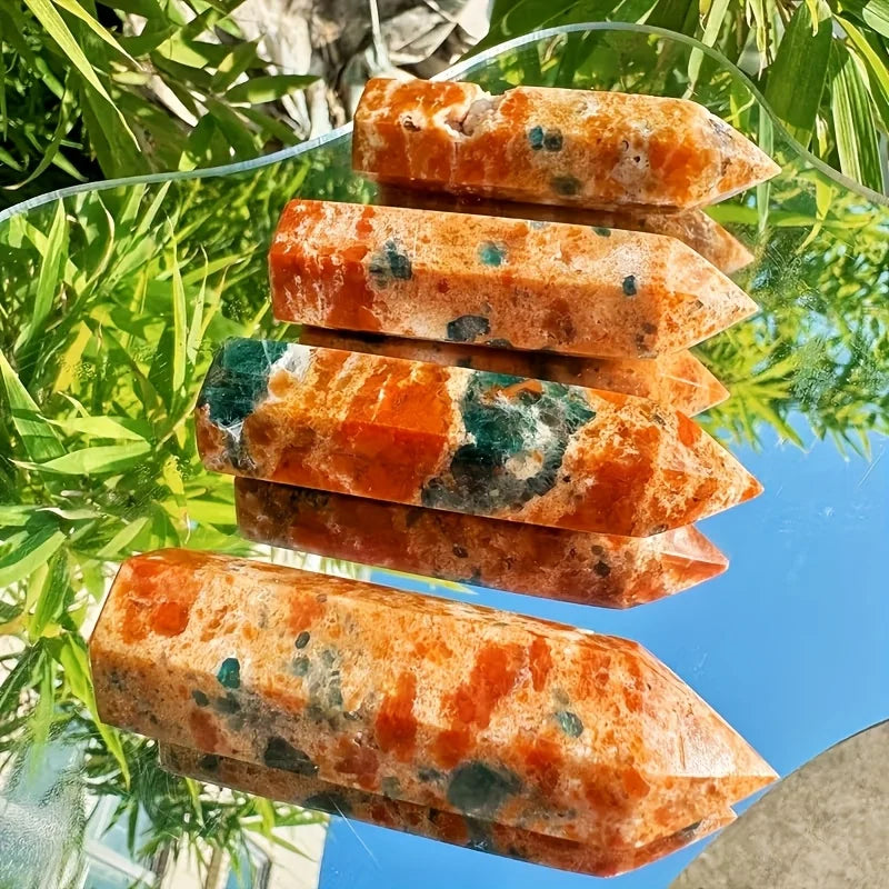 Blue Apatite & Sunstone Crystal Tower — Natural Dual-Energy Stone for Home Décor & Intention Work
