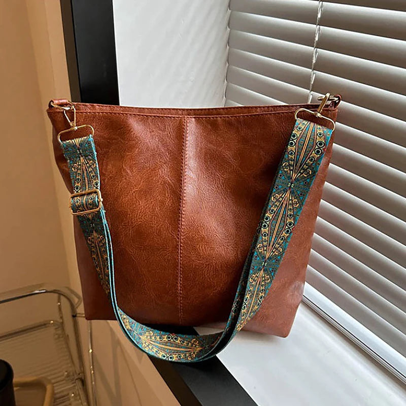Wander Muse Faux Leather Bag | Wide Geometric Strap