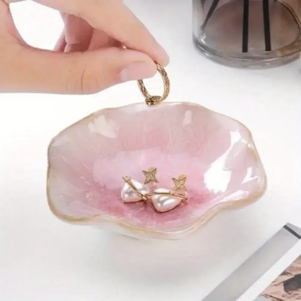Lotus Leaf Ceramic Jewelry Bowl | Boho Organizer