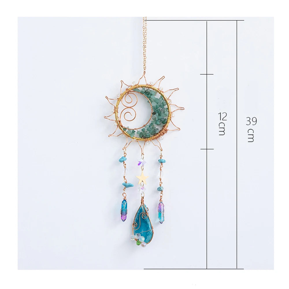 Handcrafted Crystal Wire Suncatcher — Celestial & Nature Prism Pendant