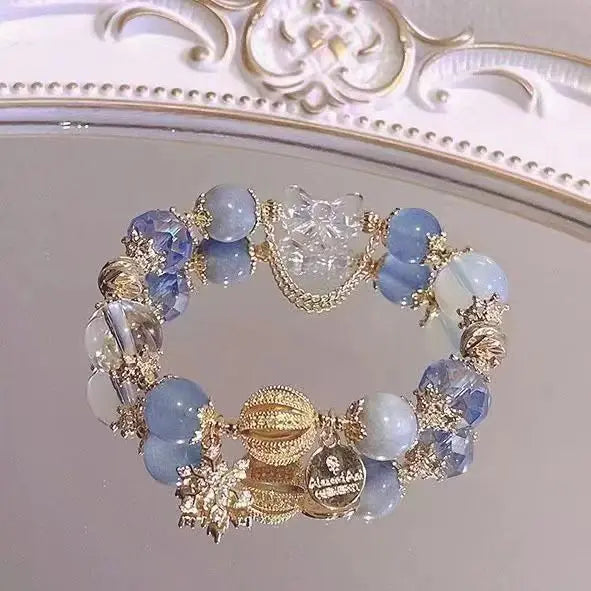 Blue Sandstone Crystal Star Bracelet | Starry Sky · Heart & Moon Charm Styles